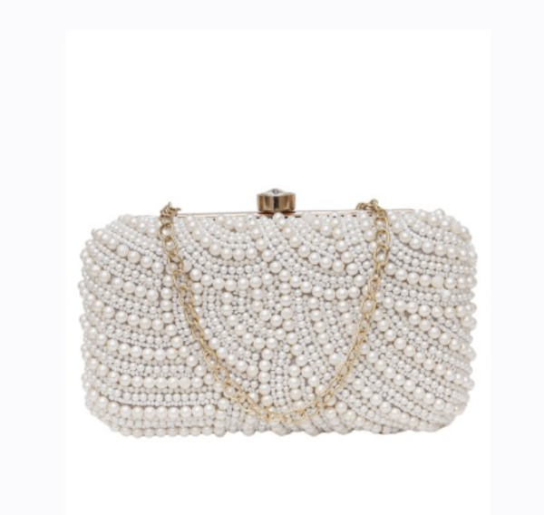 Embellished Pearl Beaded Box Clutch - Image 2